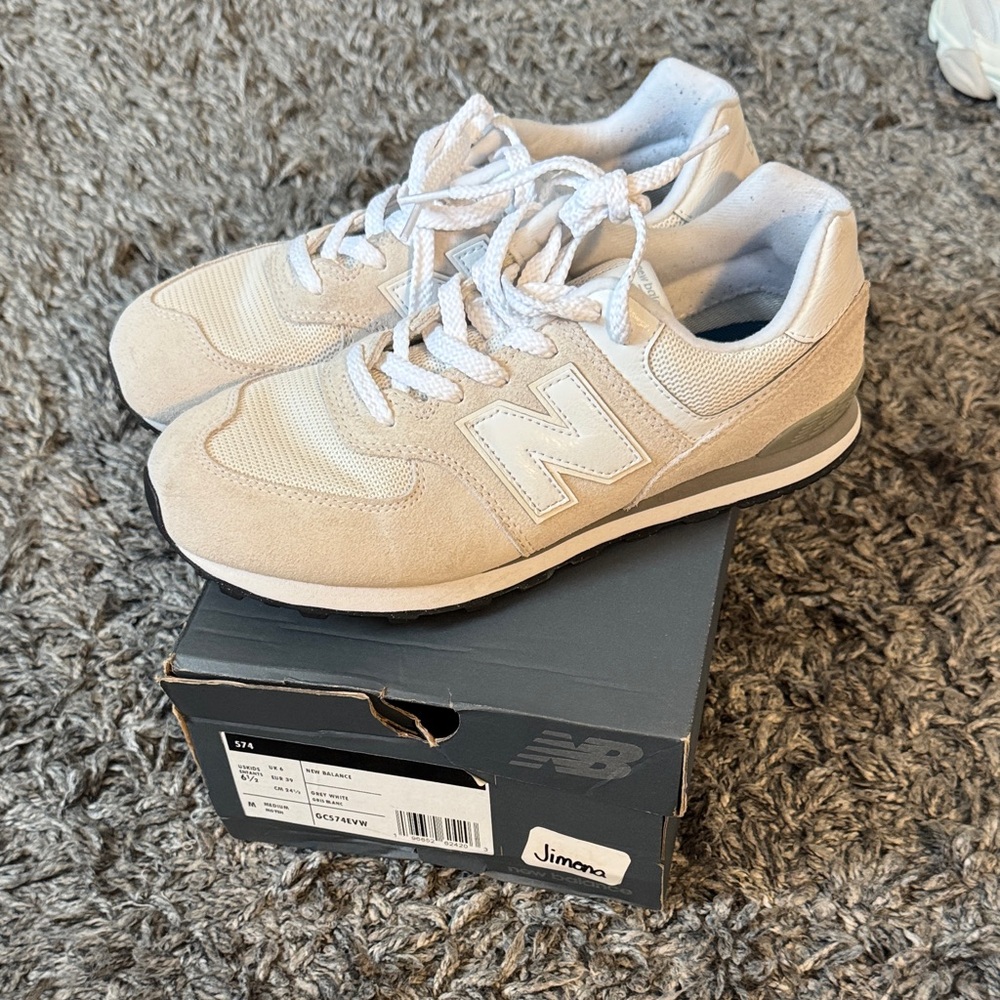 New Balance Cream and White Sneakers